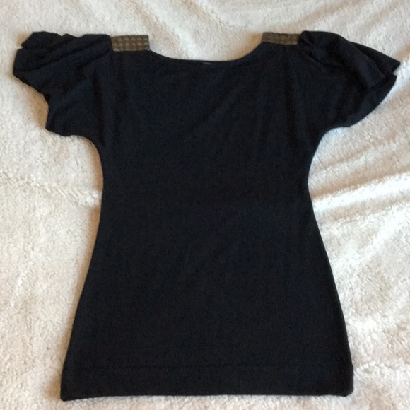 NWOT Free People black short flutter sleeve top S - Picture 6 of 7